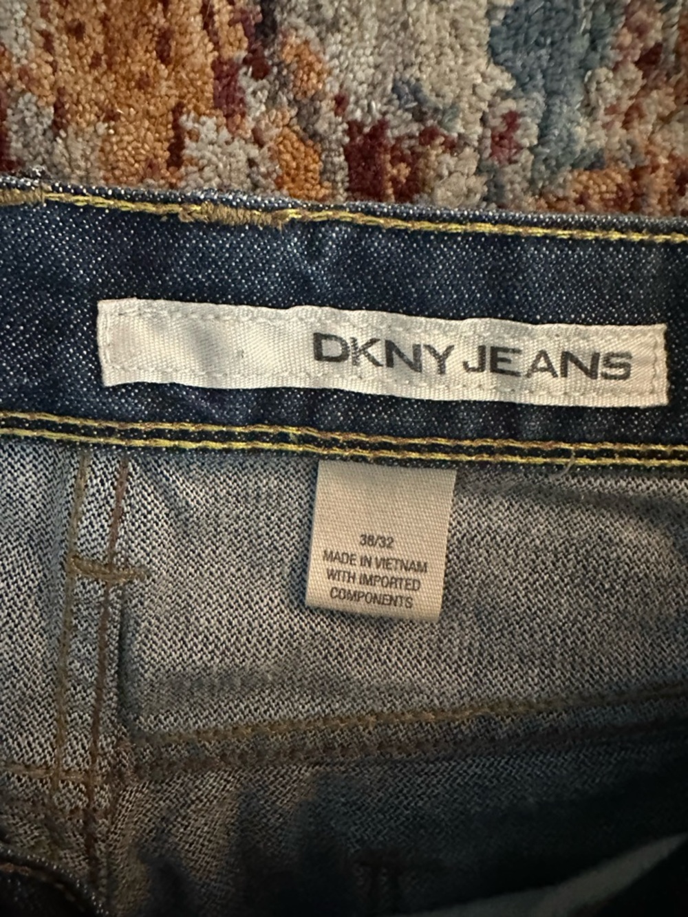 DKNY Jeans Indigo Denim with Yellow Stitching